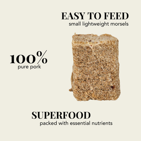 100% pure pork pet treats, for both dog and cats