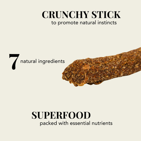 Lacunas dog treats are crunchy sticks with 7 natural ingredients, including the superfood, sweetpotato. 
